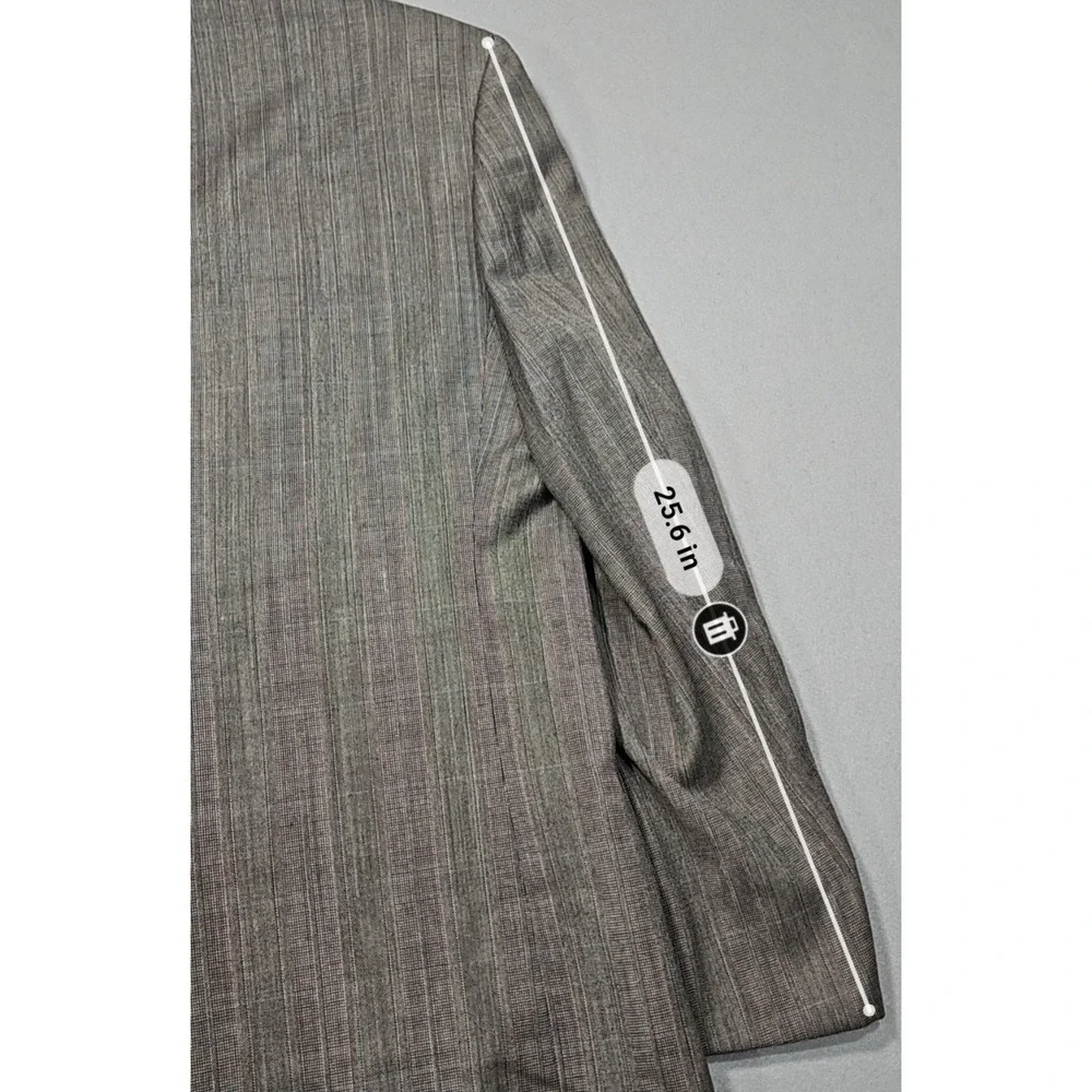 VTG Florentino Clothes Glen Check 2PC Wool Suit Blazer Trousers Gray Sz 38x33